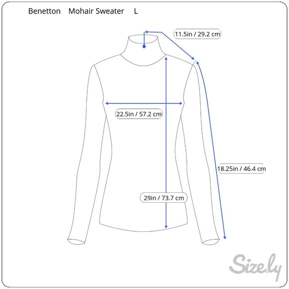 Vintage Benetton Italy Blue Nordic Mohair Blend Mockneck Sweater, Size L - Picture 9 of 9